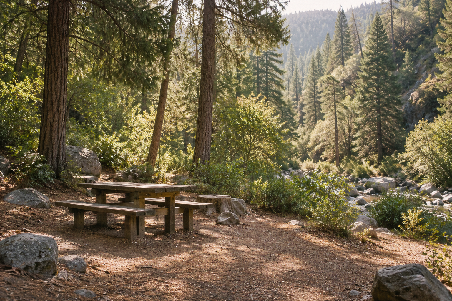 Generated illustrative view inspired by Spruce Grove Campground